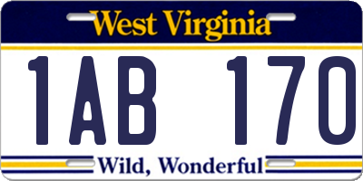 WV license plate 1AB170