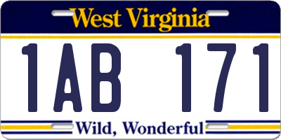 WV license plate 1AB171