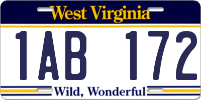 WV license plate 1AB172