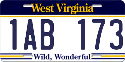 WV license plate 1AB173