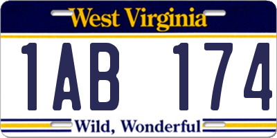 WV license plate 1AB174