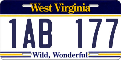 WV license plate 1AB177