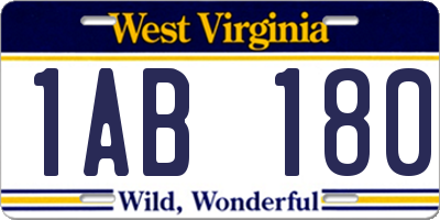 WV license plate 1AB180