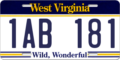 WV license plate 1AB181