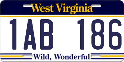 WV license plate 1AB186