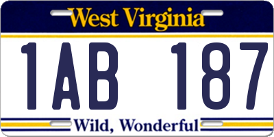 WV license plate 1AB187