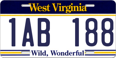 WV license plate 1AB188