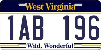 WV license plate 1AB196