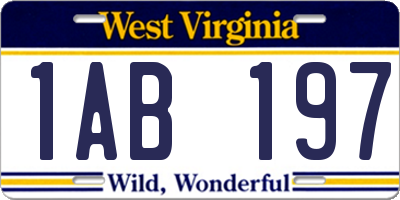 WV license plate 1AB197