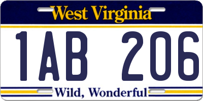 WV license plate 1AB206