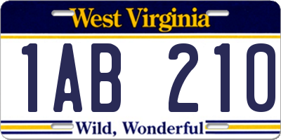 WV license plate 1AB210