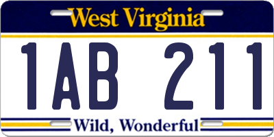 WV license plate 1AB211