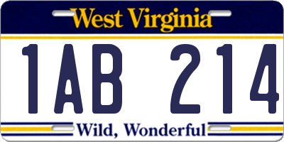 WV license plate 1AB214