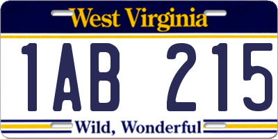 WV license plate 1AB215