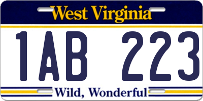 WV license plate 1AB223