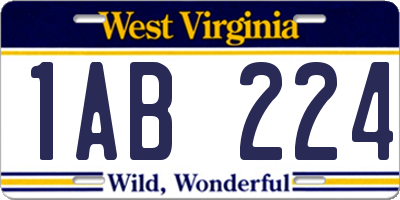 WV license plate 1AB224