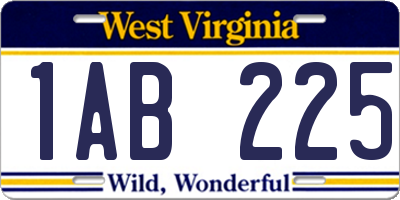 WV license plate 1AB225