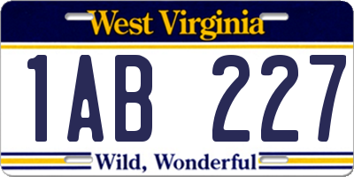 WV license plate 1AB227