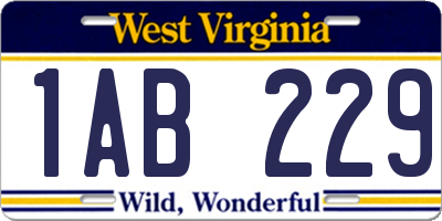 WV license plate 1AB229