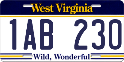 WV license plate 1AB230