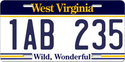 WV license plate 1AB235