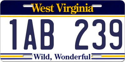 WV license plate 1AB239