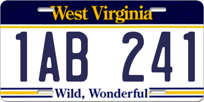 WV license plate 1AB241