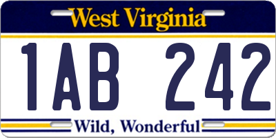 WV license plate 1AB242