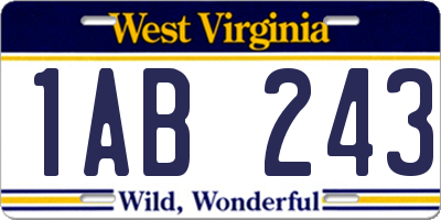 WV license plate 1AB243