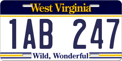 WV license plate 1AB247