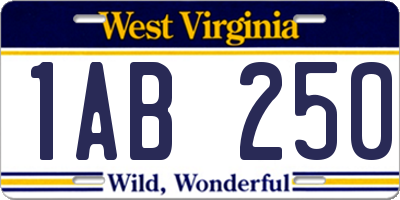 WV license plate 1AB250