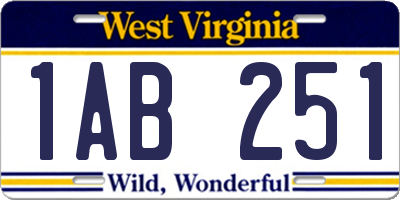 WV license plate 1AB251