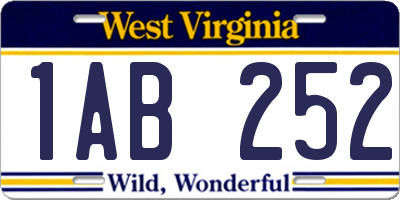 WV license plate 1AB252