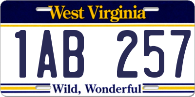 WV license plate 1AB257