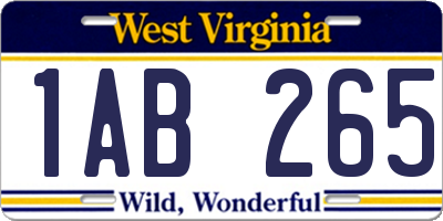 WV license plate 1AB265