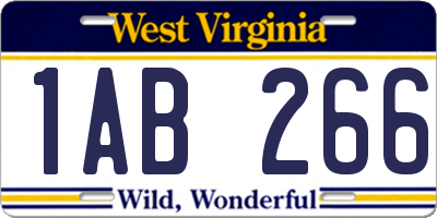 WV license plate 1AB266