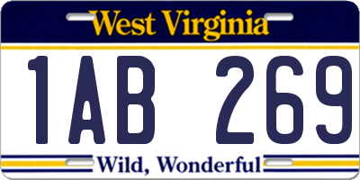 WV license plate 1AB269