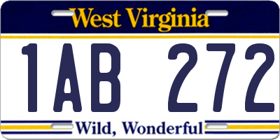 WV license plate 1AB272
