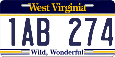 WV license plate 1AB274