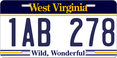 WV license plate 1AB278