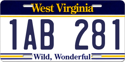 WV license plate 1AB281