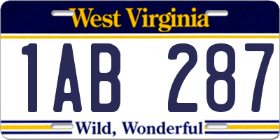 WV license plate 1AB287