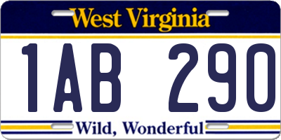 WV license plate 1AB290