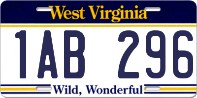 WV license plate 1AB296