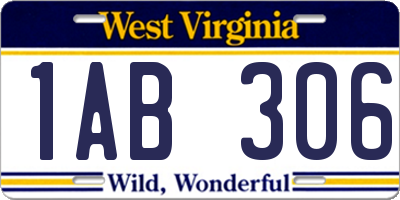 WV license plate 1AB306