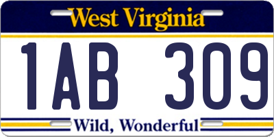 WV license plate 1AB309