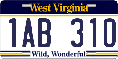 WV license plate 1AB310