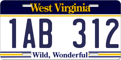 WV license plate 1AB312