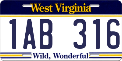 WV license plate 1AB316