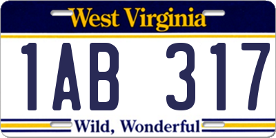 WV license plate 1AB317